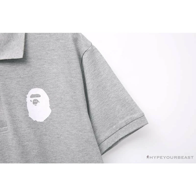 Hypeyourbeast BAPE Classic Ape Head Print Versatile Polo Shirt 'GREY' 7 Hypeyourbeast BAPE Classic Ape Head Print Versatile Polo Shirt 'GREY'
