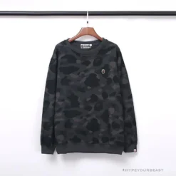 Hypeyourbeast Clothes BAPE Classic Ape Head Embroidered Camouflage Long Sleeve Shirt 'GREY'