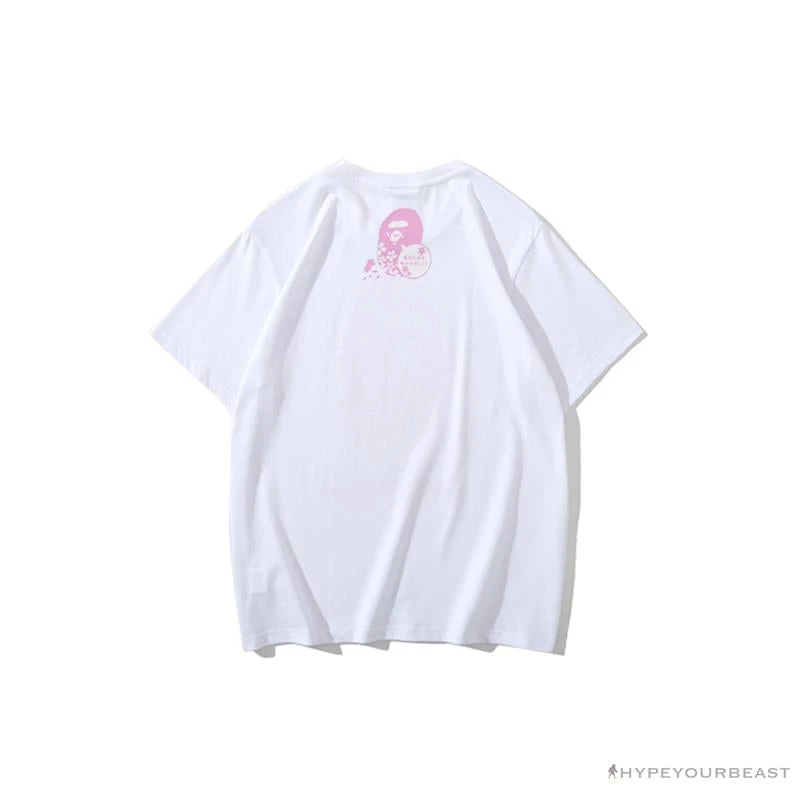 Hypeyourbeast BAPE Japan Limited Edition Pink Cherry Tree Tee Shirt 'WHITE' 2 Hypeyourbeast BAPE Japan Limited Edition Pink Cherry Tree Tee Shirt 'WHITE'