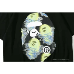 Hypeyourbeast Clothes BAPE Green Ape Head Blue Storm Tee Shirt 'BLACK'