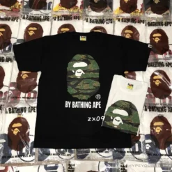 Hypeyourbeast BAPE Tiger Pattern Camouflage Ape Initials Tee Shirt 'BLACK' Clothes