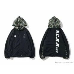 Hypeyourbeast BAPE X FCRB Joint Double Zip Camouflage Hoodie 'BLACK' Clothes