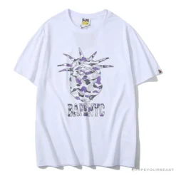 Hypeyourbeast Clothes BAPE NYC New York Limited Purple Camouflage Ape Head Tee Shirt 'WHITE'
