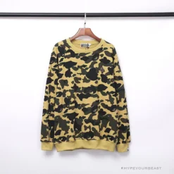 Hypeyourbeast BAPE Classic Ape Head Embroidered Camouflage Long Sleeve Shirt 'YELLOW'