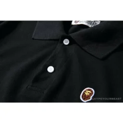 Hypeyourbeast BAPE Solid Color Versatile Embroidered Ape Head Small Badge Polo Shirt 'BLACK' Clothes