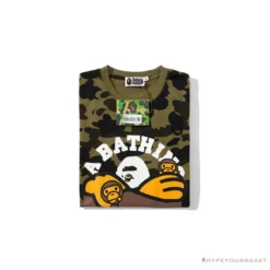 Hypeyourbeast BAPE KIDS Elbow Hug Gorilla Camouflage Tee Shirt 'GREEN'