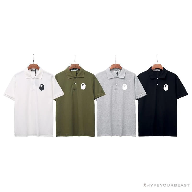 Hypeyourbeast BAPE Classic Ape Head Print Versatile Polo Shirt 'GREY' 11 Hypeyourbeast BAPE Classic Ape Head Print Versatile Polo Shirt 'GREY'