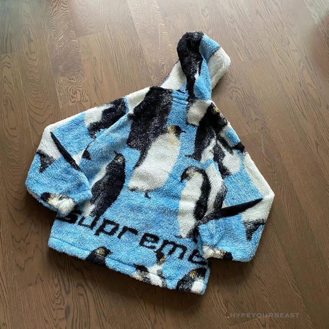 HypeYourBeast Supreme Penguins Hooded Fleece Jacket Blue Hoodies & Jackets 6 HypeYourBeast Supreme Penguins Hooded Fleece Jacket Blue Hoodies & Jackets