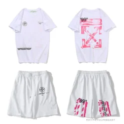 Hypeyourbeast OFF-WHITE 99 X Pink Arrow Shorts 'WHITE' Pants