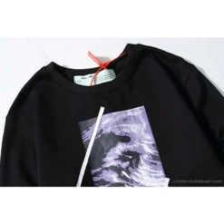 Hypeyourbeast OFF-WHITE Classic Wave Oil Painting Cotton Terry Long Sleeve Shirt 'BLACK' Shirts