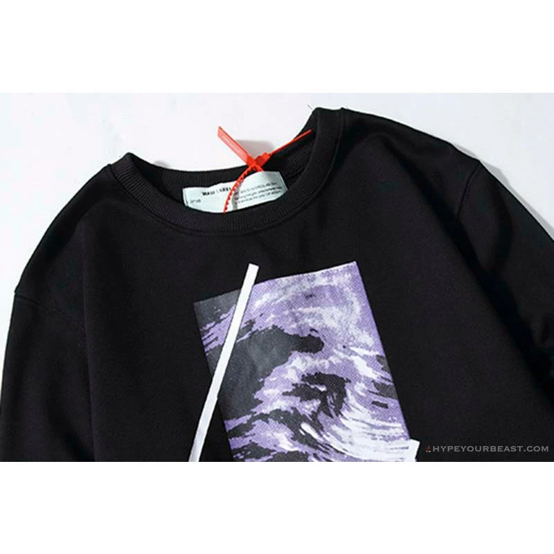 Hypeyourbeast OFF-WHITE Classic Wave Oil Painting Cotton Terry Long Sleeve Shirt 'BLACK' Shirts 2 Hypeyourbeast OFF-WHITE Classic Wave Oil Painting Cotton Terry Long Sleeve Shirt 'BLACK' Shirts