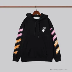 Hypeyourbeast OFF-WHITE Pink Orange Arrow Hoodie 'BLACK' Hoodies & Jackets