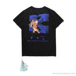 Hypeyourbeast T-Shirts OFF-WHITE Classic Animated Tom And Jerry Arrow Tee Shirt 'BLACK'