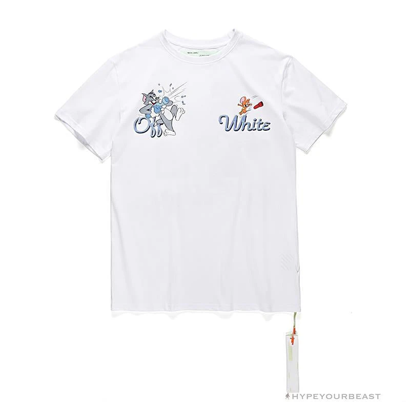 Hypeyourbeast OFF-WHITE Summer Tom And Jerry Print Tee Shirt 'WHITE' T-Shirts 1 Hypeyourbeast OFF-WHITE Summer Tom And Jerry Print Tee Shirt 'WHITE' T-Shirts