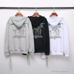 Hypeyourbeast Hoodies & Jackets OFF-WHITE Hand-Painted Utility Pole Worker Hoodie 'GREY'