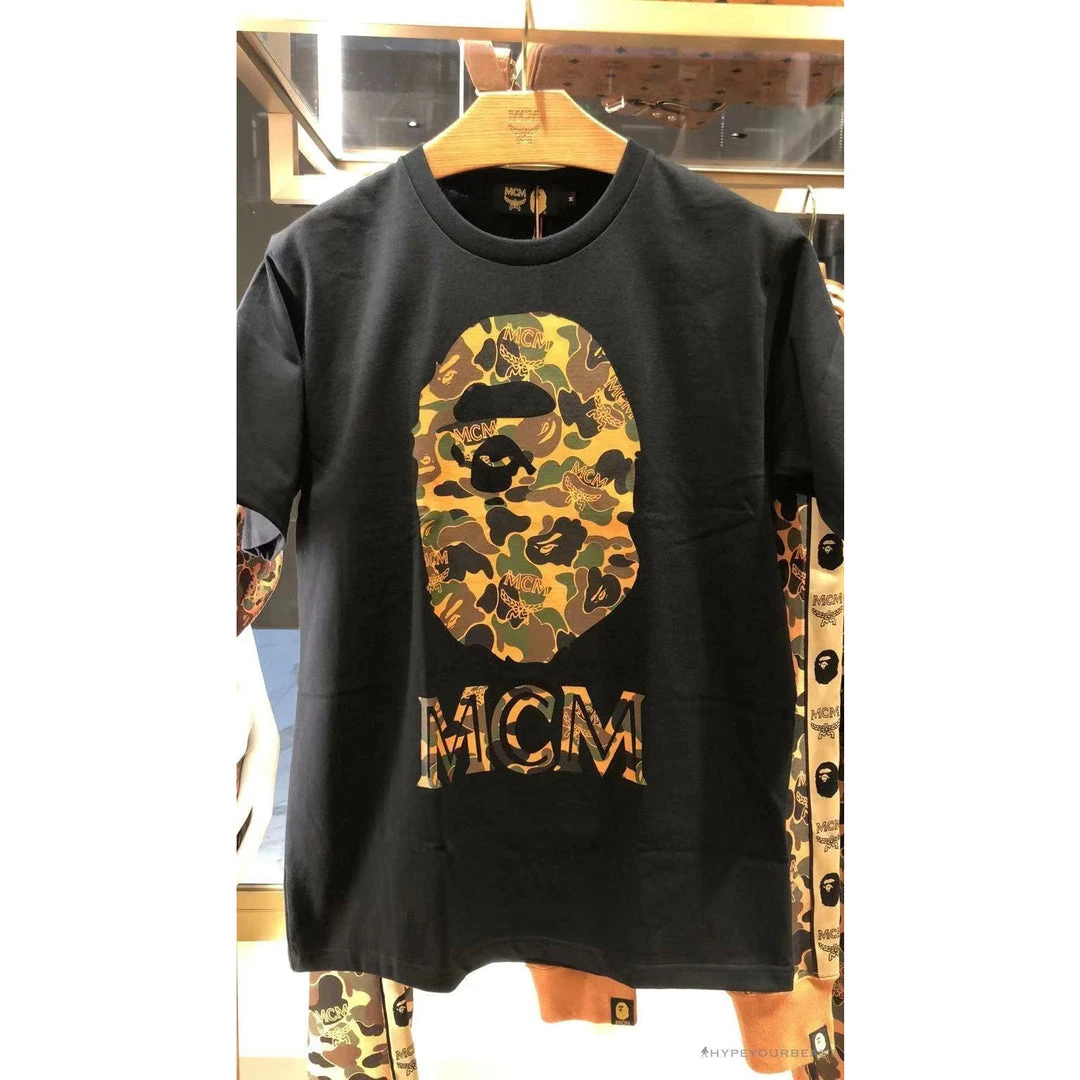 Hypeyourbeast BAPE X MCM Camouflage Ape Head Tee Shirt 'BLACK' 11 Hypeyourbeast BAPE X MCM Camouflage Ape Head Tee Shirt 'BLACK'
