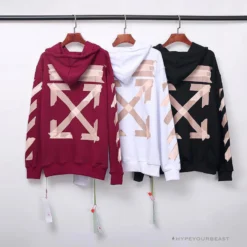 Hypeyourbeast OFF-WHITE Rubber Strip Arrow Hoodie 'WHITE' Hoodies & Jackets