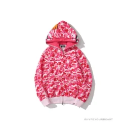 HypeYourBeast Clothes BAPE Camo Hoodie Shark Head PINK