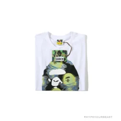 Hypeyourbeast BAPE Green Ape Head Blue Storm Tee Shirt 'WHITE' Clothes