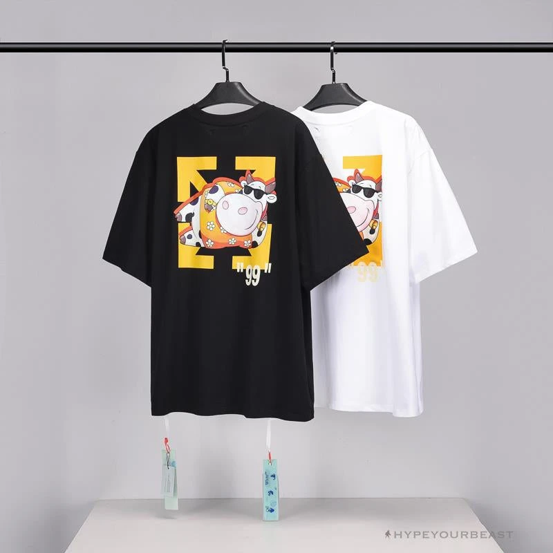 Hypeyourbeast OFF-WHITE Hawaiian Cow Arrow Tee Shirt 'BLACK' 5 Hypeyourbeast OFF-WHITE Hawaiian Cow Arrow Tee Shirt 'BLACK'