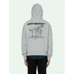 Hypeyourbeast Hoodies & Jackets OFF-WHITE Hand-Painted Utility Pole Worker Hoodie 'GREY'
