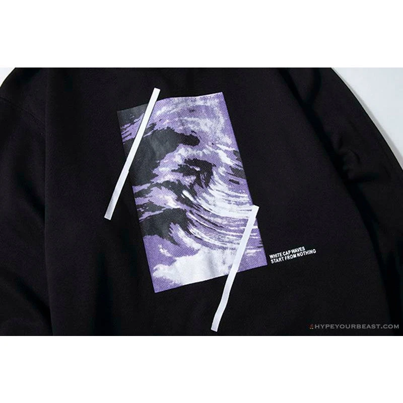 Hypeyourbeast OFF-WHITE Classic Wave Oil Painting Cotton Terry Long Sleeve Shirt 'BLACK' Shirts 3 Hypeyourbeast OFF-WHITE Classic Wave Oil Painting Cotton Terry Long Sleeve Shirt 'BLACK' Shirts