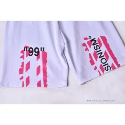 Hypeyourbeast OFF-WHITE 99 X Pink Arrow Shorts 'WHITE' Pants