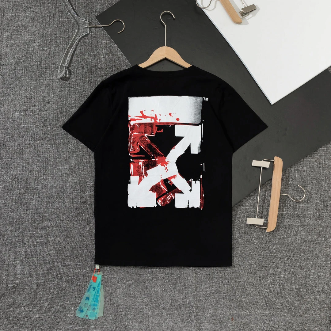 Hypeyourbeast T-Shirts OFF-WHITE Acrylic Hand-Painted Graffiti Pattern Tee Shirt 'BLACK' 2 Hypeyourbeast T-Shirts OFF-WHITE Acrylic Hand-Painted Graffiti Pattern Tee Shirt 'BLACK'