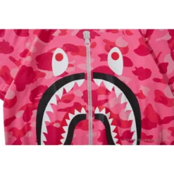 Hypeyourbeast BAPE Pink Camouflage Shark Head Fake Zipper Tee Shirt