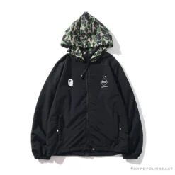 Hypeyourbeast BAPE X FCRB Joint Double Zip Camouflage Hoodie 'BLACK' Clothes