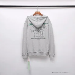 Hypeyourbeast Hoodies & Jackets OFF-WHITE Hand-Painted Utility Pole Worker Hoodie'GREY'