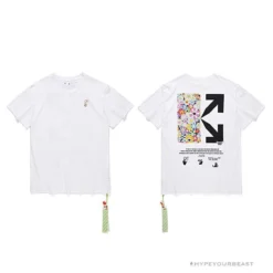 Hypeyourbeast OFF-WHITE Takashi Murakami Chrysanthemum Tee Shirt 'WHITE' T-Shirts