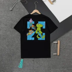 Hypeyourbeast OFF-WHITE Floral And Frog Pattern Tee Shirt 'BLACK' T-Shirts