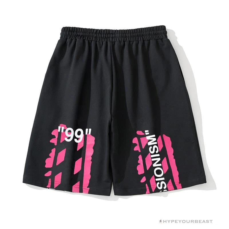 Hypeyourbeast OFF-WHITE 99 X Pink Arrow Shorts 'BLACK' 2 Hypeyourbeast OFF-WHITE 99 X Pink Arrow Shorts 'BLACK'