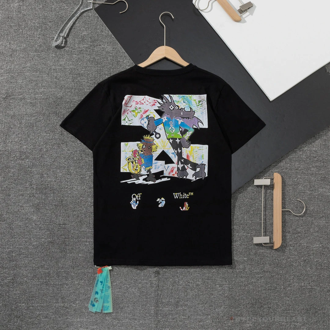 Hypeyourbeast OFF-WHITE LV Pattern Cartoon Series Tee Shirt 'BLACK' 2 Hypeyourbeast OFF-WHITE LV Pattern Cartoon Series Tee Shirt 'BLACK'