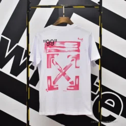 Hypeyourbeast OFF-WHITE 99 Pink Arrow Tee Shirt 'WHITE'