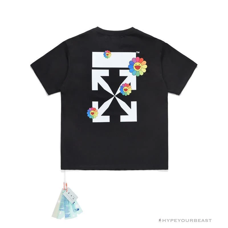 Hypeyourbeast OFF-WHITE Takashi Murakami Sunflower Tee Shirt 'BLACK' T-Shirts 1 Hypeyourbeast OFF-WHITE Takashi Murakami Sunflower Tee Shirt 'BLACK' T-Shirts