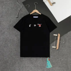 Hypeyourbeast T-Shirts OFF-WHITE Acrylic Hand-Painted Graffiti Pattern Tee Shirt 'BLACK'