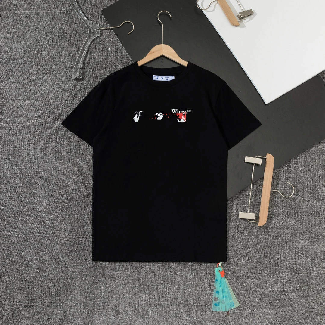 Hypeyourbeast T-Shirts OFF-WHITE Acrylic Hand-Painted Graffiti Pattern Tee Shirt 'BLACK' 1 Hypeyourbeast T-Shirts OFF-WHITE Acrylic Hand-Painted Graffiti Pattern Tee Shirt 'BLACK'