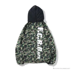 Hypeyourbeast BAPE X FCRB Joint Double Zip Camouflage Hoodie 'GREEN'