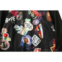 Hypeyourbeast Clothes BAPE Badge LOGO Sticker Style Stitching Hoodie