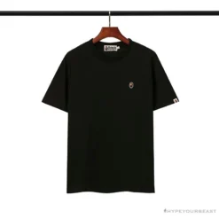 Hypeyourbeast Clothes BAPE Classic Embroidered Logo Ape Head Tee Shirt 'BLACK'