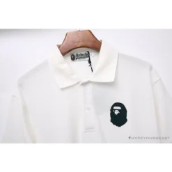 Hypeyourbeast Clothes BAPE Classic Ape Head Print Versatile Polo Shirt 'WHITE'