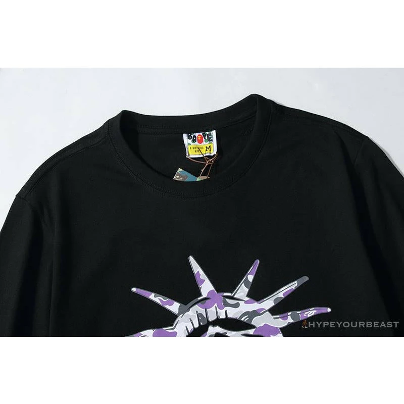Hypeyourbeast Clothes BAPE NYC New York Limited Purple Camouflage Ape Head Tee Shirt 'BLACK' 3 Hypeyourbeast Clothes BAPE NYC New York Limited Purple Camouflage Ape Head Tee Shirt 'BLACK'