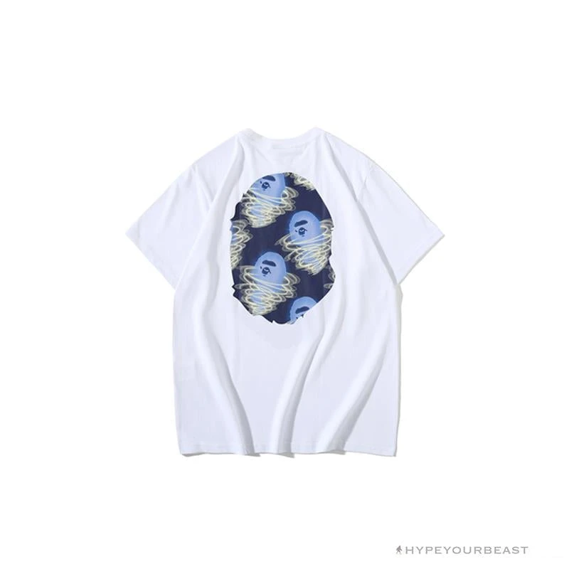 Hypeyourbeast BAPE Blue Ape Head Green Storm Tee Shirt 'WHITE' Clothes 2 Hypeyourbeast BAPE Blue Ape Head Green Storm Tee Shirt 'WHITE' Clothes