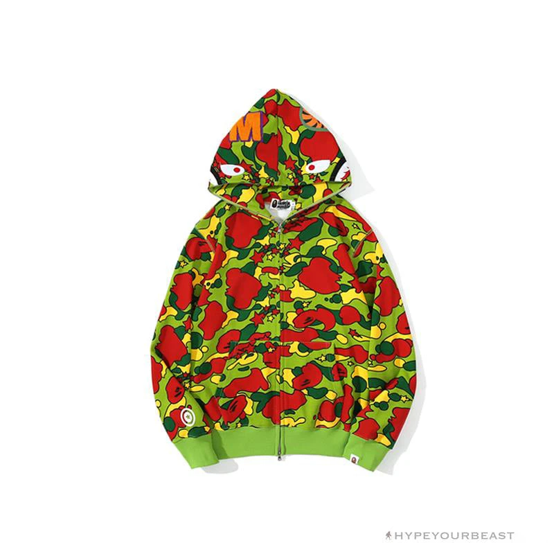 Hypeyourbeast BAPE Shark Head STA Star Camouflage Hoodie 'GREEN' 2 Hypeyourbeast BAPE Shark Head STA Star Camouflage Hoodie 'GREEN'