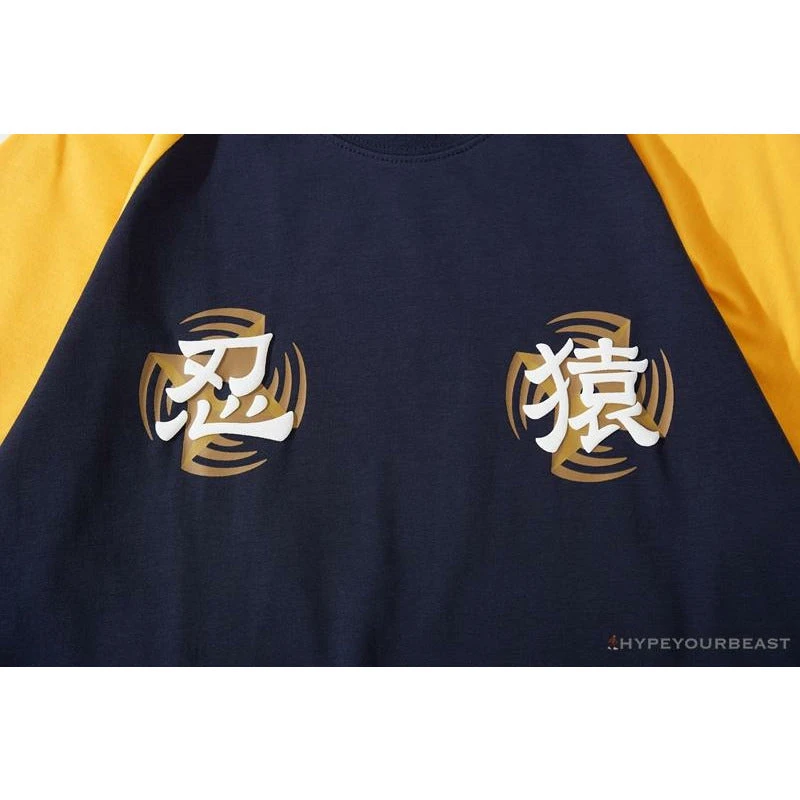 Hypeyourbeast Clothes BAPE Japanese Ninja Ape Man Raglan Sleeve Color Block Tee Shirt 'YELLOW' 5 Hypeyourbeast Clothes BAPE Japanese Ninja Ape Man Raglan Sleeve Color Block Tee Shirt 'YELLOW'