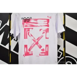 Hypeyourbeast OFF-WHITE 99 Pink Arrow Tee Shirt 'WHITE'
