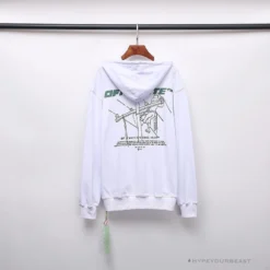 Hypeyourbeast OFF-WHITE Hand-Painted Utility Pole Worker Hoodie 'WHITE'