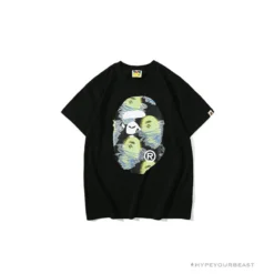 Hypeyourbeast Clothes BAPE Green Ape Head Blue Storm Tee Shirt 'BLACK'